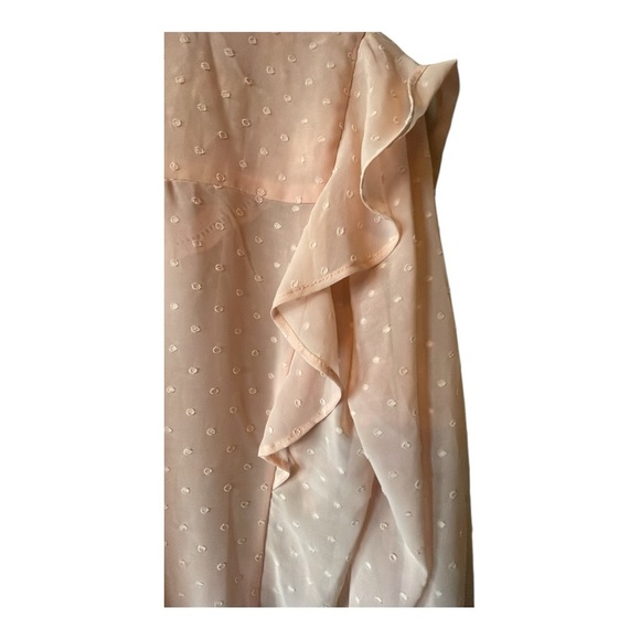 Soho By New York & Co Shirt Women’s Size Large Sheer Blush Pink Polka Dots - Picture 7 of 8